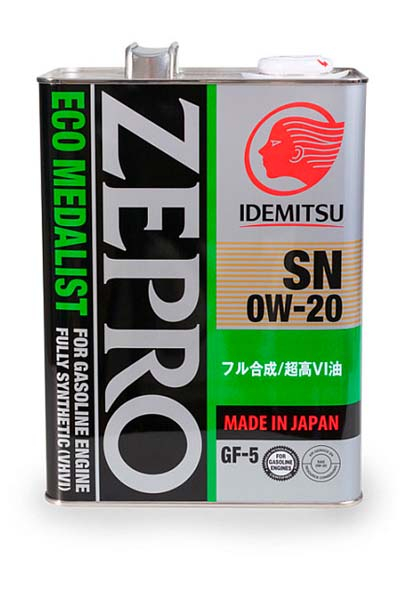 Масло моторное HC синтетическое IDEMITSU ZEPRO ECO MEDALIST 0W20 FS SN GF-5   4L