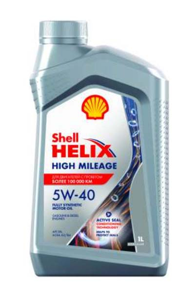 Масло моторное синтетическое SHELL HELIX HIGH MILEAGE  5W-40 SN A3/B4   1L
