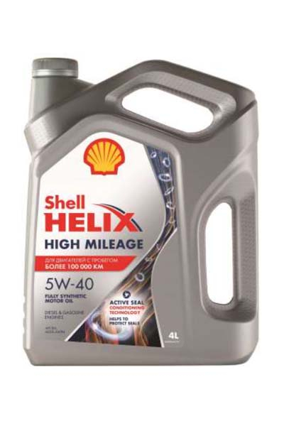 Масло моторное синтетическое SHELL HELIX HIGH MILEAGE  5W-40 SN A3/B4   4L
