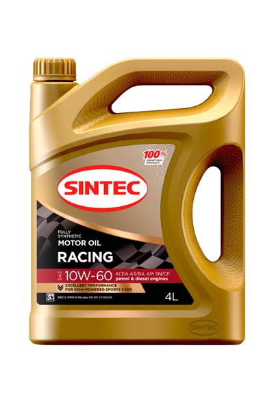 Масло моторное синтетическое SINTEC RACING 10W60 A3/B4 SN/CF   4L