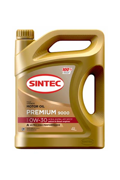 Масло моторное PAO синтетическое SINTEC PREMIUM 9000  0W30 A3/D$ SP/CF   4L