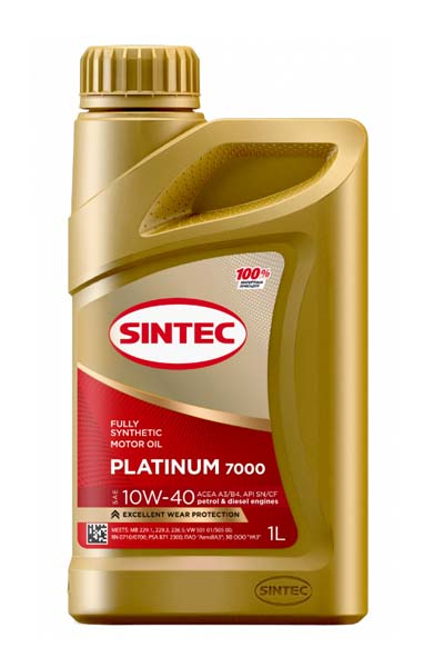 Масло моторное синтетическое SINTEC PLATIUM 7000 10W40 A3/B4 SN/CF   1L