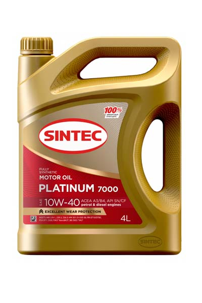 Масло моторное синтетическое SINTEC PLATIUM 7000 10W40 A3/B4 SN/CF   4L