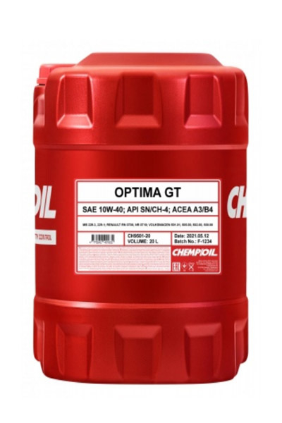 Масло моторное полусинтетическое CHEMPIOIL 9501 OPTIMA GT 10W-40 SN/CH-4 20L