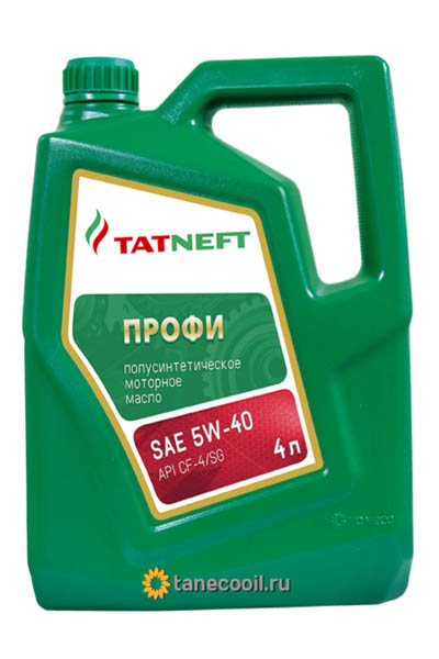 Масло моторное полусинтетическое TATNEFT Профи 5W-40 CF-4/SG 4L