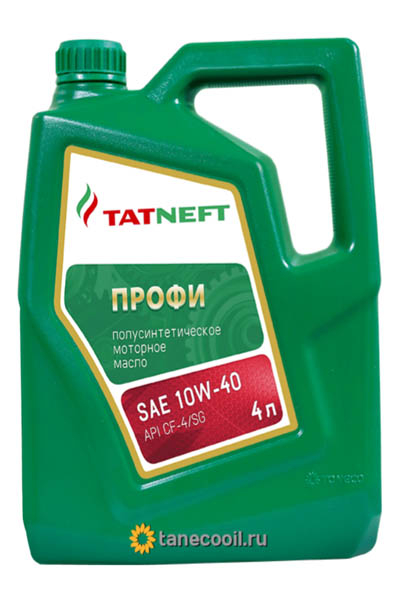 Масло моторное полусинтетическое TATNEFT Профи 10W-40 CF-4/SG 4L