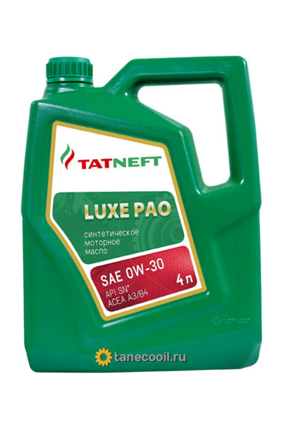 Масло моторное синтетическое TATNEFT LUXE PAO 0W-30 SN 4L