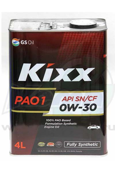 Масло моторное PAO-синтетическое KIXX PAO 1  0W-30 A5/B5/C2 SN/CF   4L