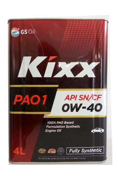 Масло моторное PAO-синтетическое KIXX PAO 1  0W-40 C3 SN/CF   4L