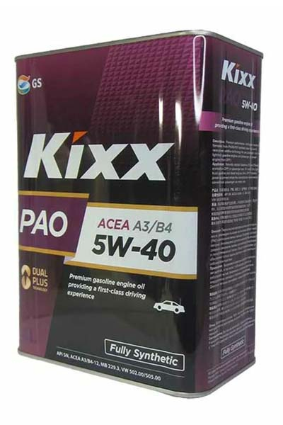 Масло моторное PAO-синтетическое KIXX PAO  5W-40 A3/B4 SN   4L