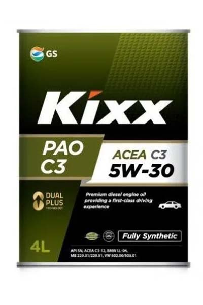 Масло моторное PAO-синтетическое KIXX PAO C3  5W-30 C3 SN   4L