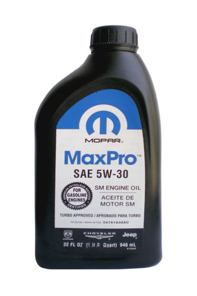 Масло моторное минеральное CHRYSLER MOPAR MaxPro 5W-30 SM 0,946L